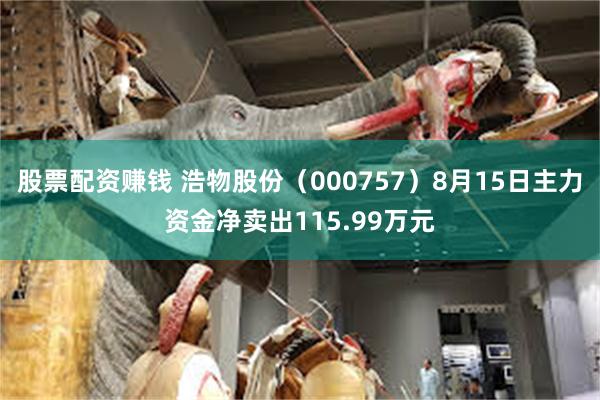 股票配资赚钱 浩物股份（000757）8月15日主力资金净卖出115.99万元