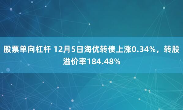 股票单向杠杆 12月5日海优转债上涨0.34%，转股溢价率184.48%