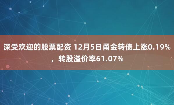 深受欢迎的股票配资 12月5日甬金转债上涨0.19%，转股溢价率61.07%