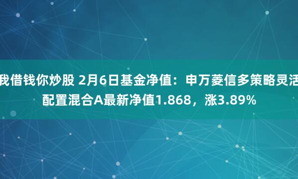 我借钱你炒股 2月6日基金净值：申万菱信多策略灵活配置混合A最新净值1.868，涨3.89%