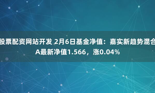 股票配资网站开发 2月6日基金净值：嘉实新趋势混合A最新净值1.566，涨0.04%