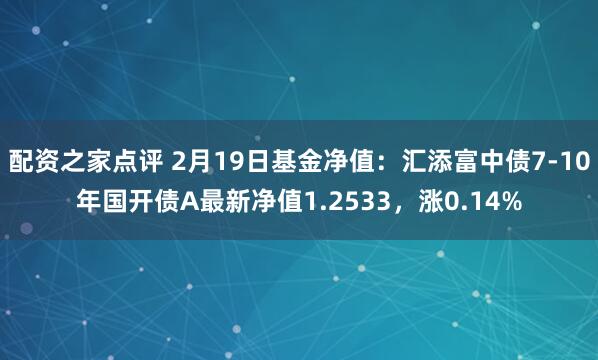 配资之家点评 2月19日基金净值：汇添富中债7-10年国开债A最新净值1.2533，涨0.14%